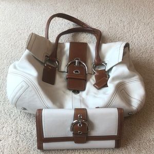Coach Cream Leather handbag and Matching Wallet